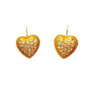 Vintage Pave Heart Dangle Earrings